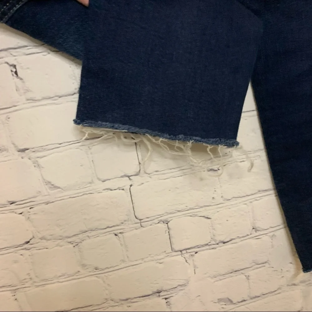 Free People Clean Girlfriend High Rise Cropped Jeans Dark Wash Size 24 - Picture 6 of 8